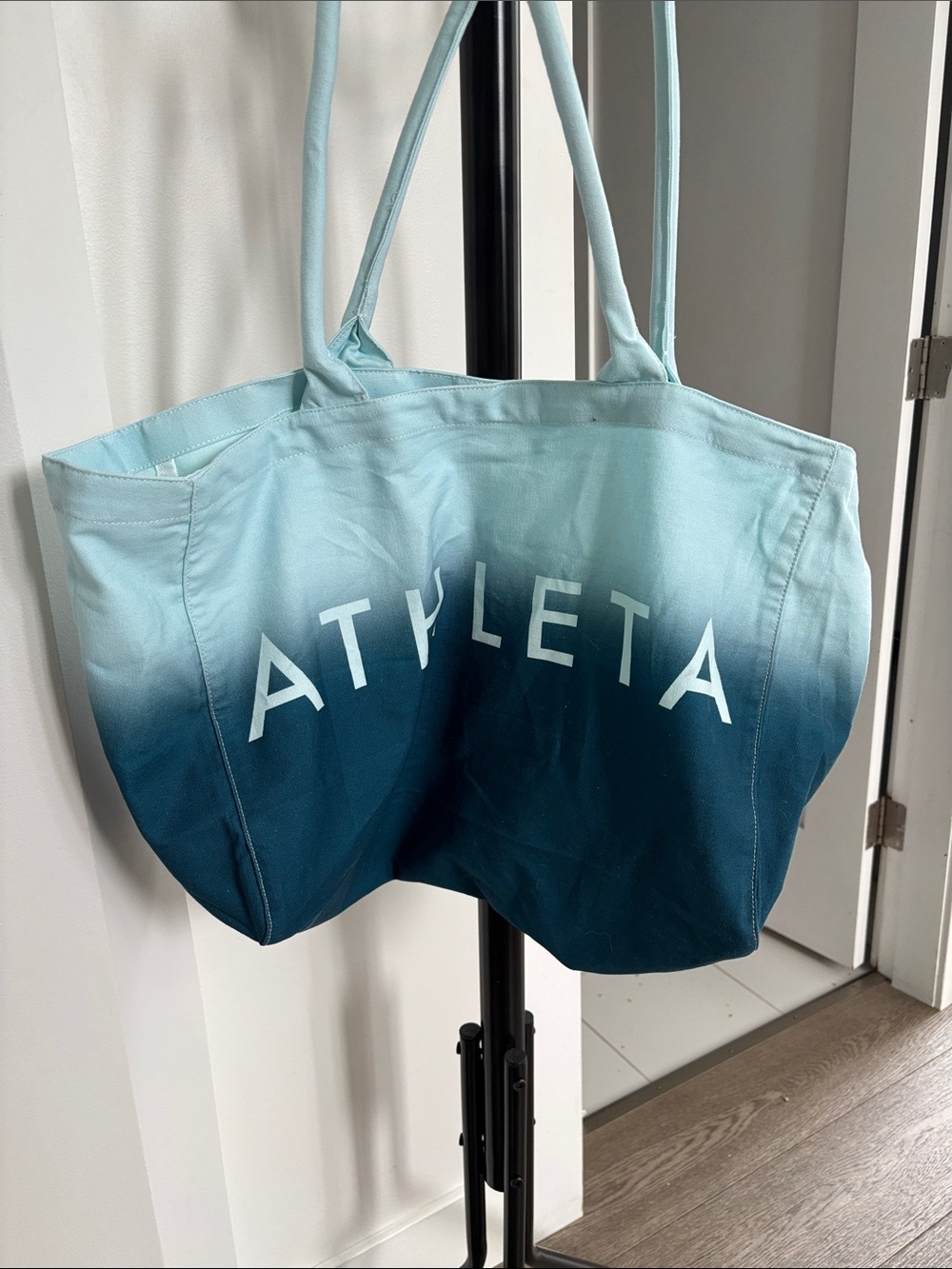 Athleta Teal-to-Light Blue Ombre Canvas Tote